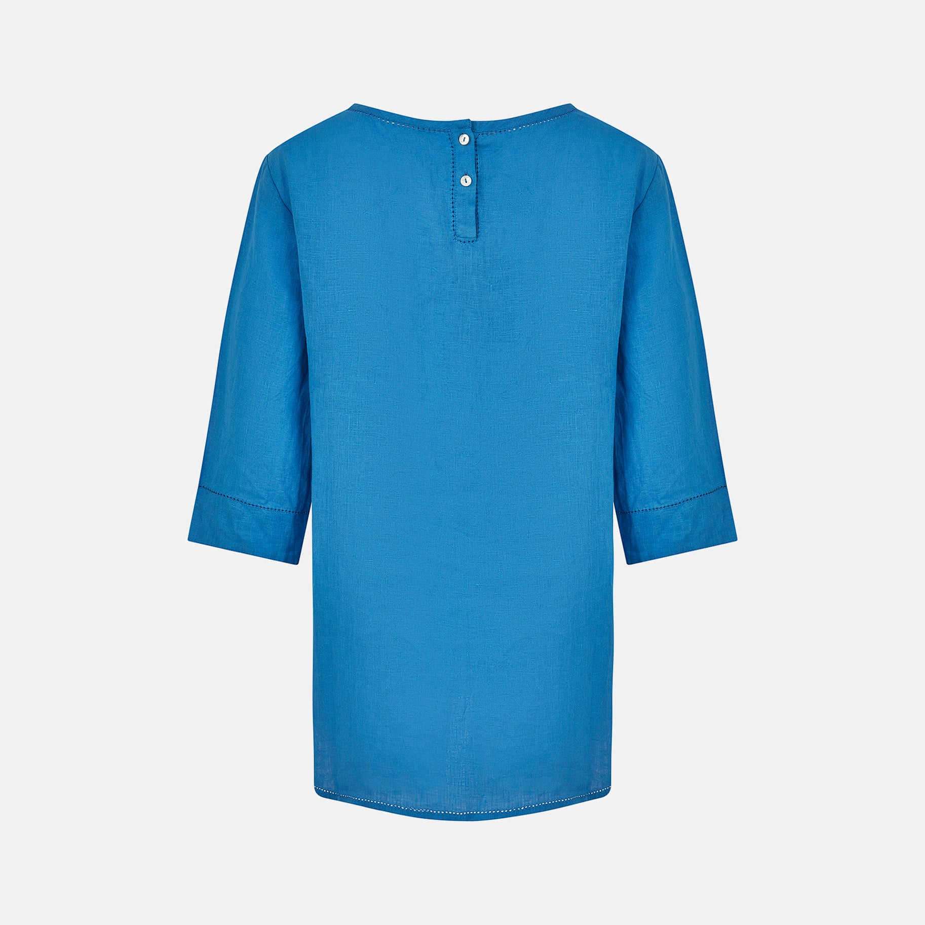 Archive Round Neck Linen Top with Ladder Detail